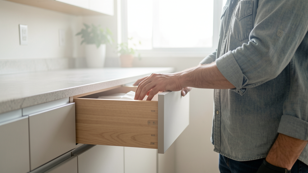 Detalhe fotográfico relacionado a Cozinha Planejada: Como Medir Forro e Contrapiso para Evitar o Travamento de Gavetas de 80cm